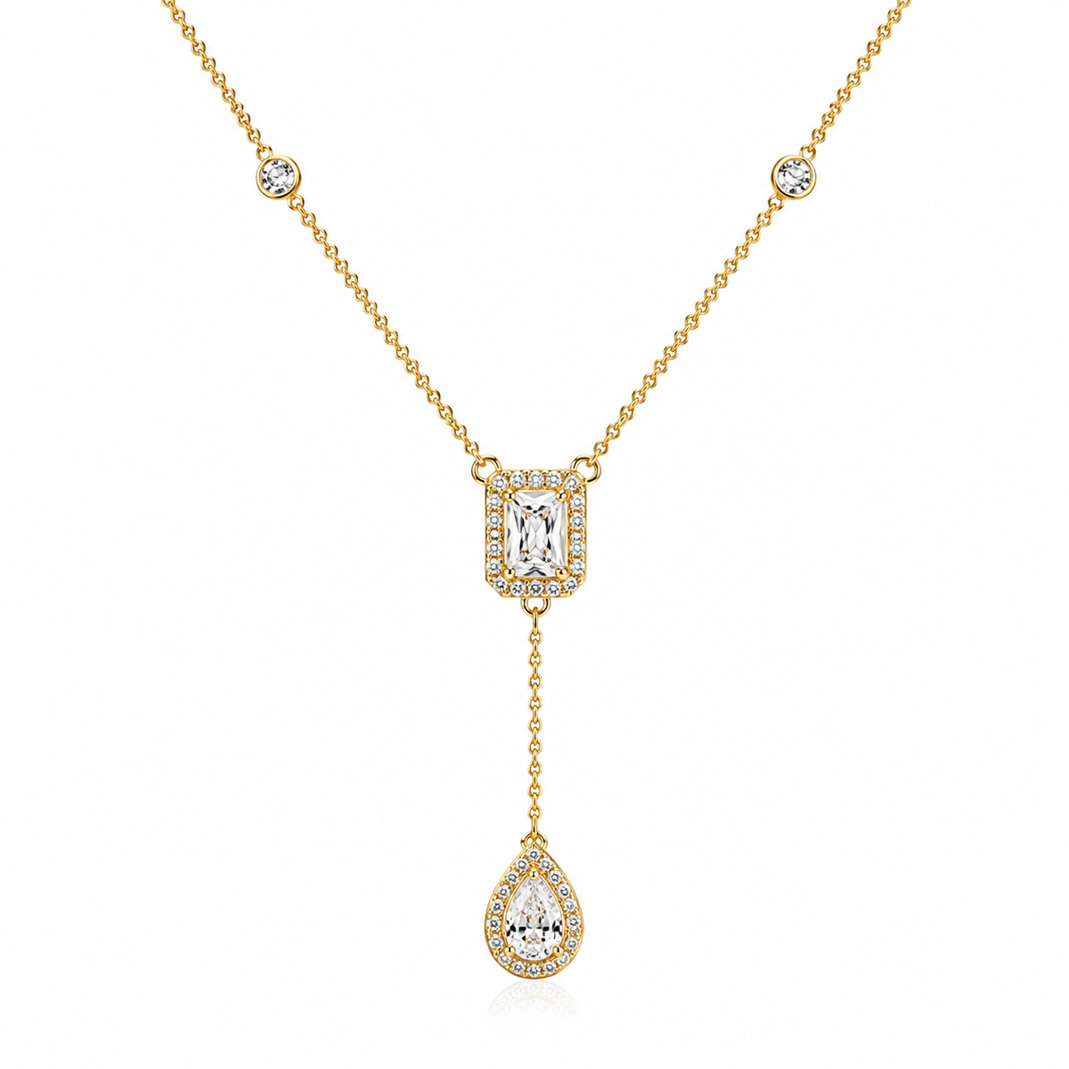 Elegant Teardrop Crystal Pendant Necklace