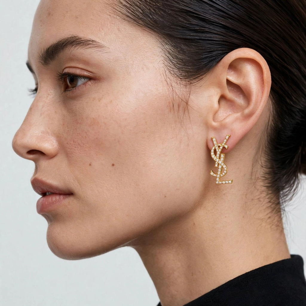 Lumière Pavé Monogram Earrings