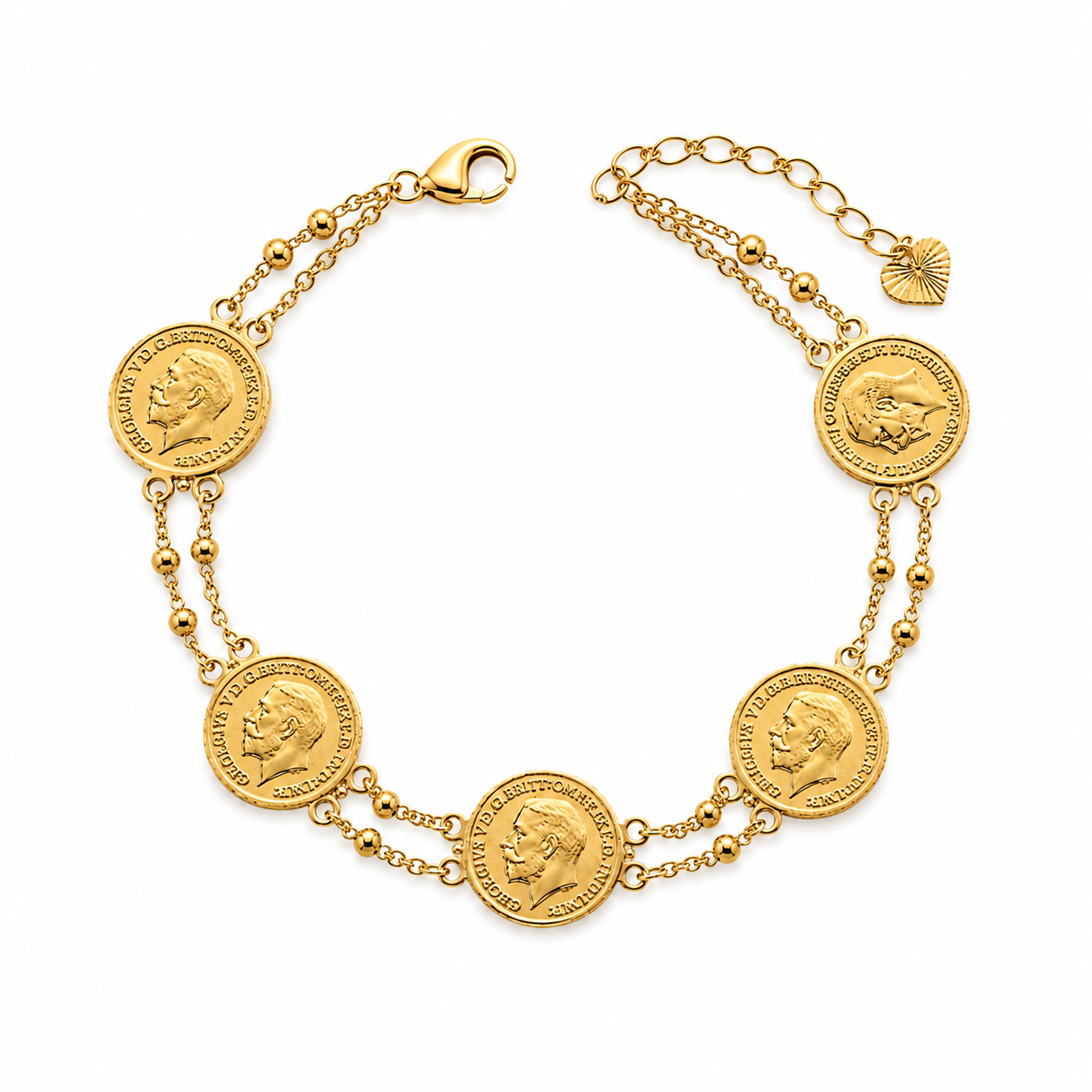 Double Chain Coin Bracelet