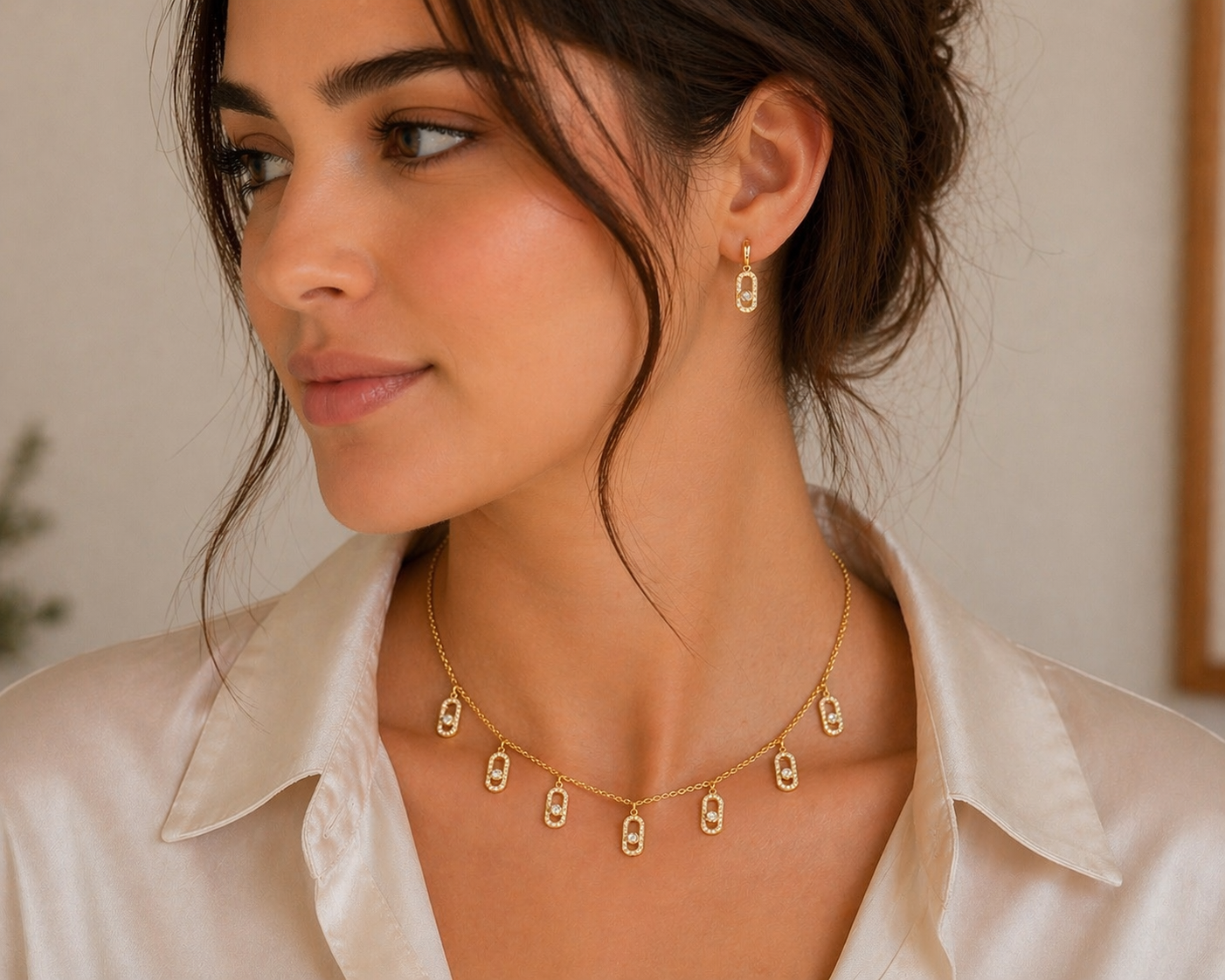 Crystal Drop Gold Choker