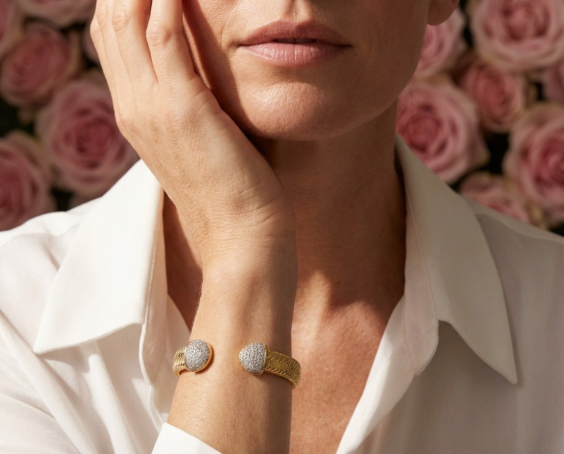 Valencia Textured Gold Cuff Bangle