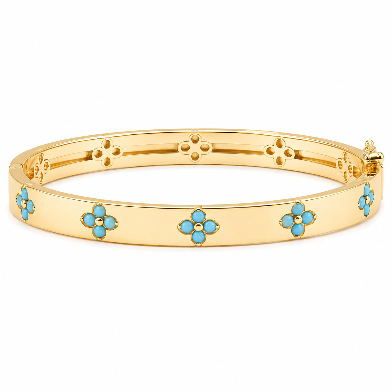 Turquoise Clover Gold Bangle