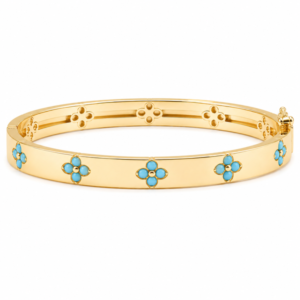 Turquoise Clover Gold Bangle