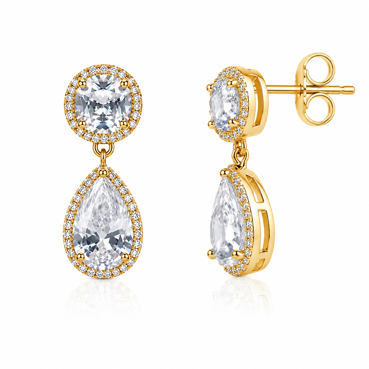 Aurora Halo Pear Drop Earrings