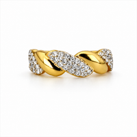 Twisted Pavé Adjustable Ring