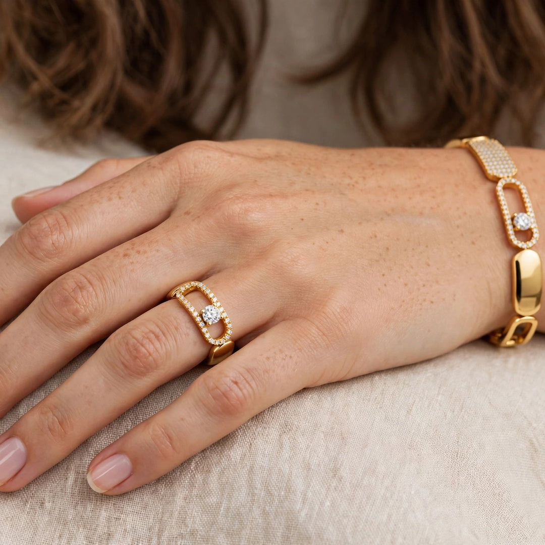 Crystal Link Statement Ring