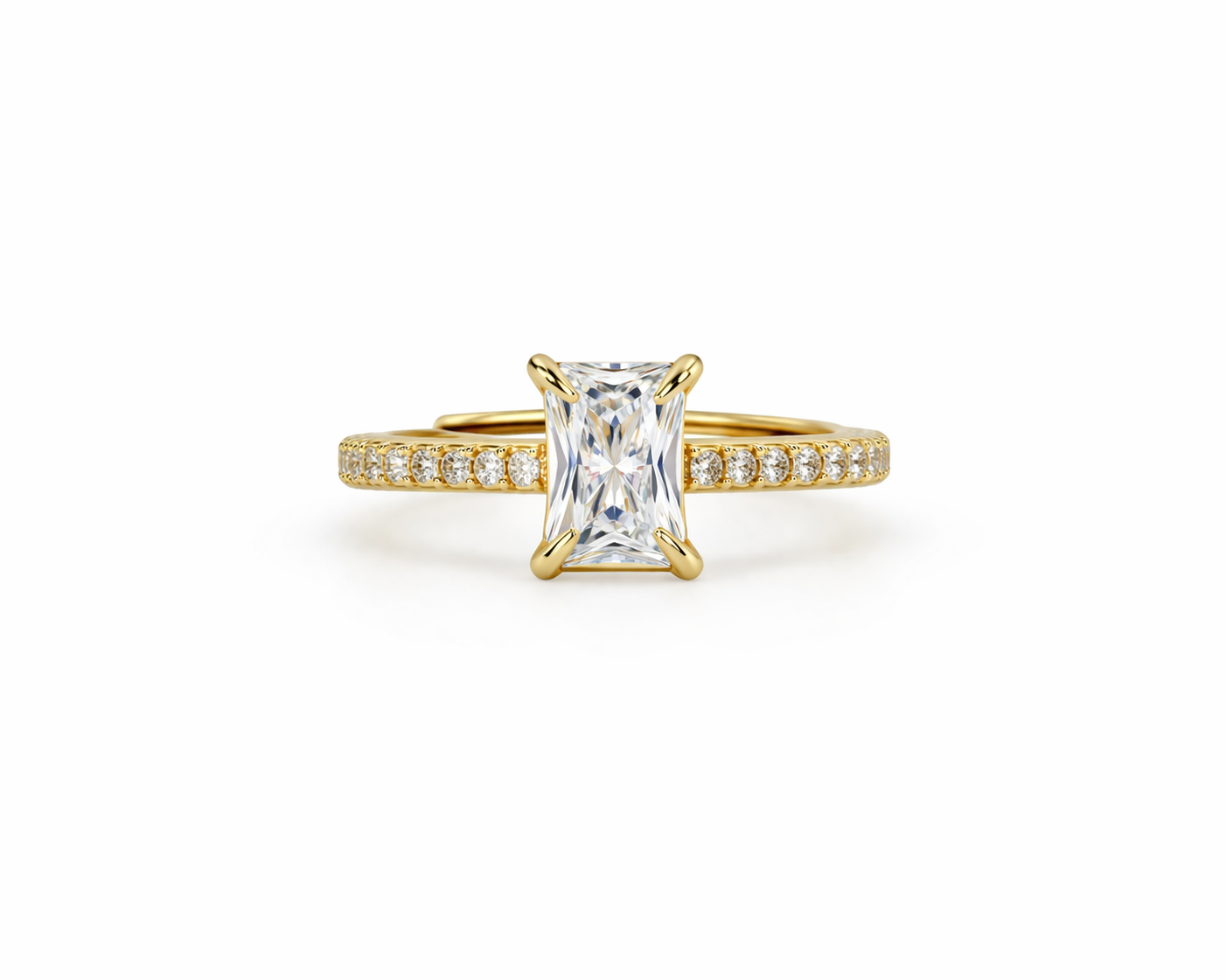 Radiant Solitaire Crystal Gold Ring