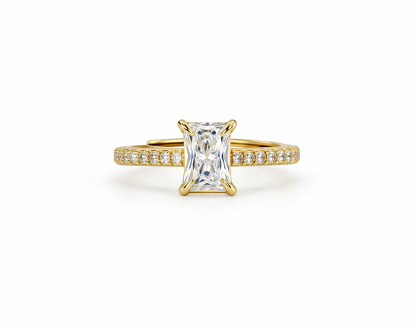 Radiant Solitaire Crystal Gold Ring