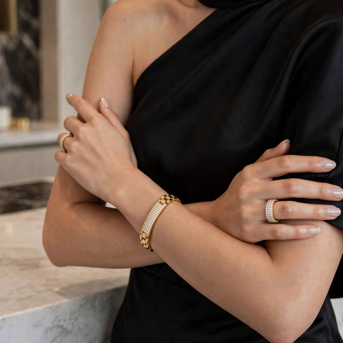 Lumière Gold Zircon Link Bracelet