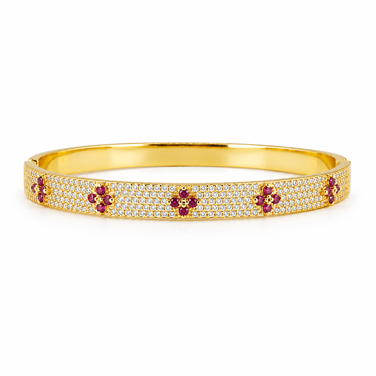 Fuchsia Fleur Pavé Bangle