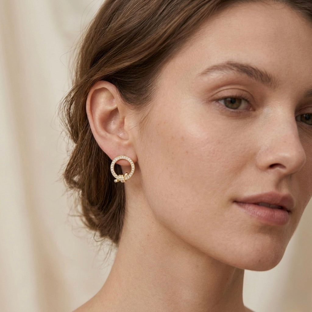 Knot Circle Zircon Stud Earrings