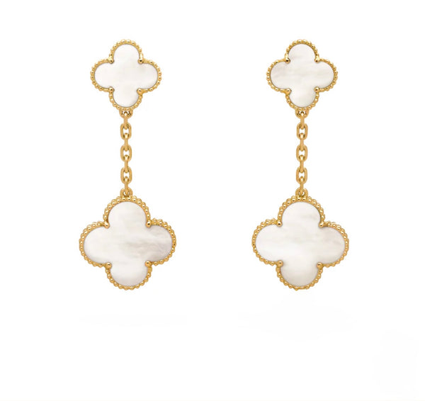 Pearl Clover Drop Earrings