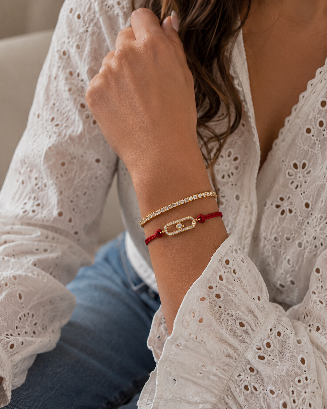 Ruby Crystal Link Bracelet