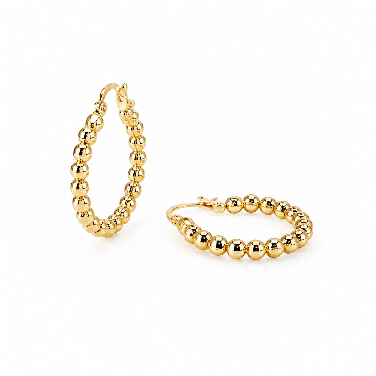 Golden Beaded Hoop Earrings