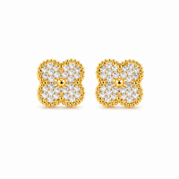 Four-Leaf Clover Zircon Stud Earrings