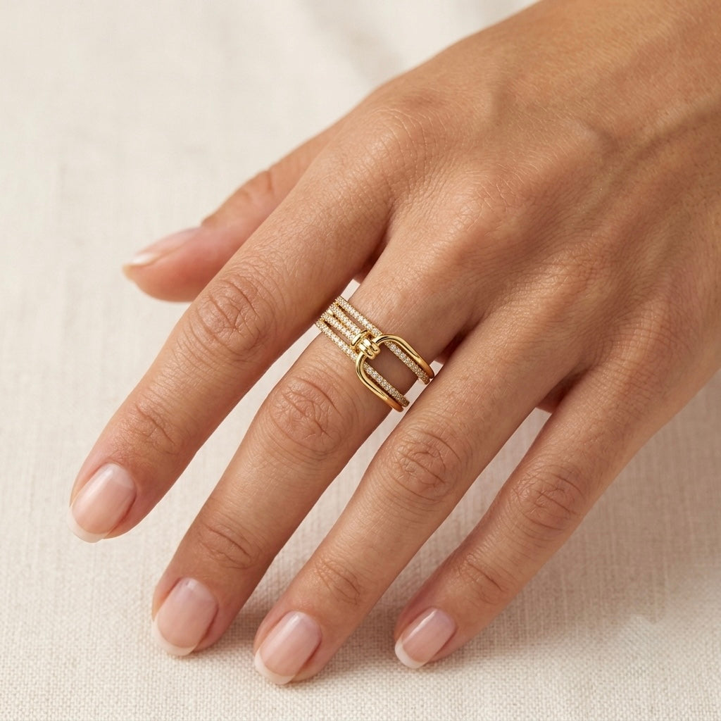 Luna Crystal Knot Ring