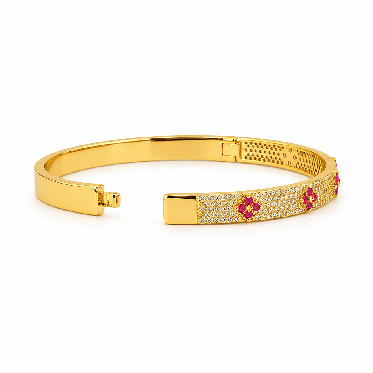 Fuchsia Fleur Pavé Bangle