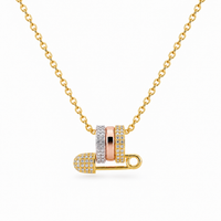 Luxe Tri-Tone Safety Pin Necklace