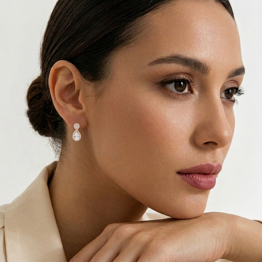 Luna Pear Drop Earrings – Rose Gold