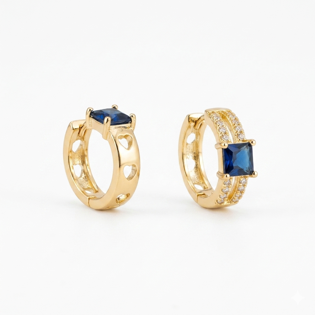 Royal Sapphire Pavé Huggie Earrings