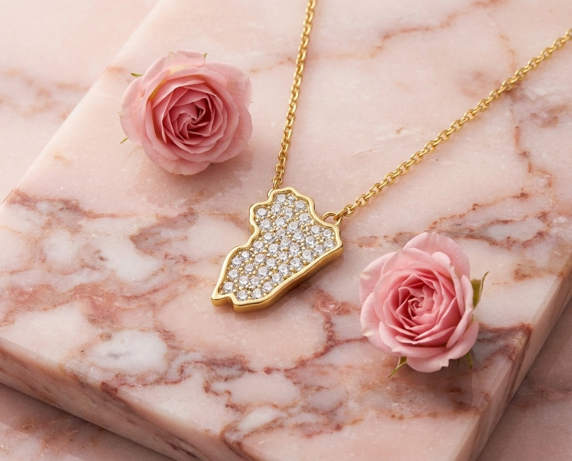 Iraq Map Zircon Necklace