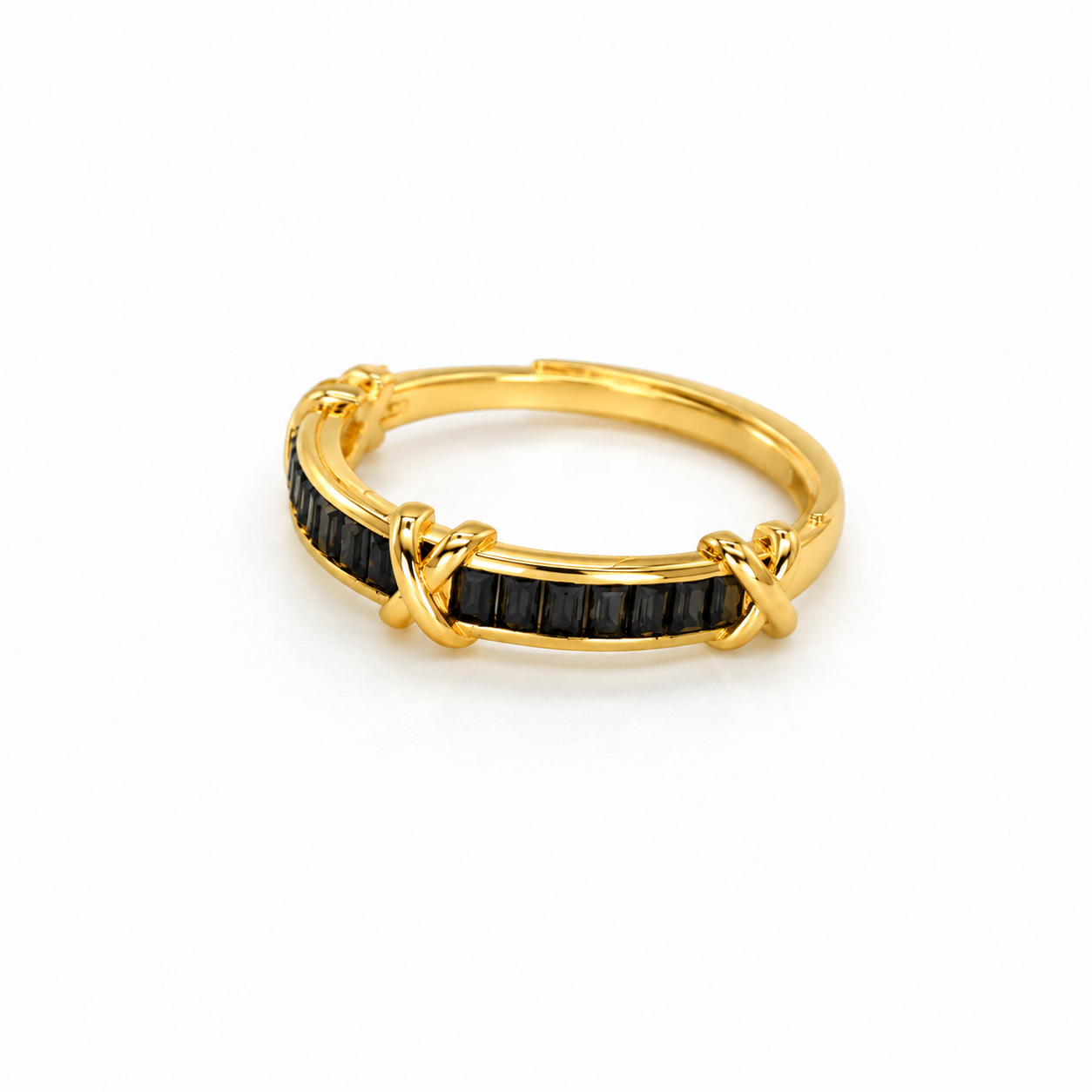 Adjustable Black Baguette X Ring
