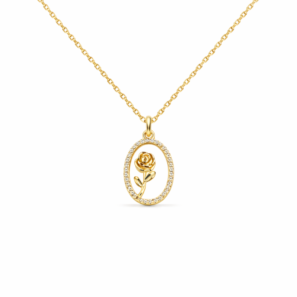 Vintage Rose Pendant Necklace