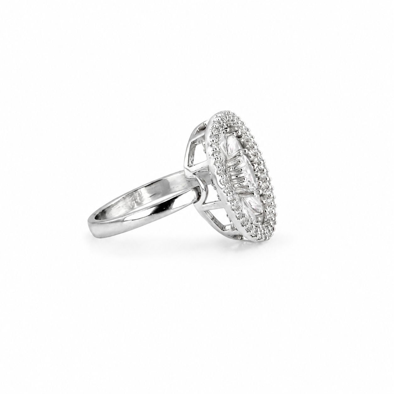 Oval Halo Crystal Ring