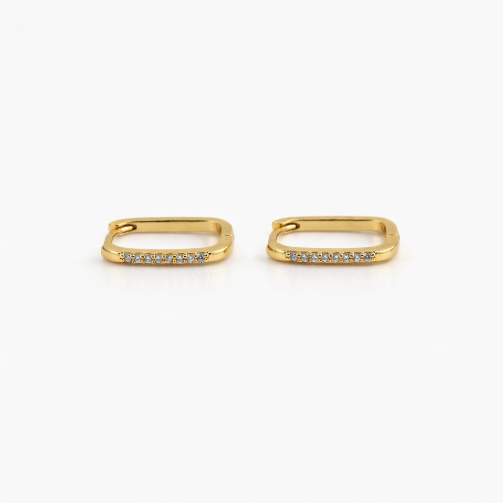 Pavé Rectangular Huggie Earrings