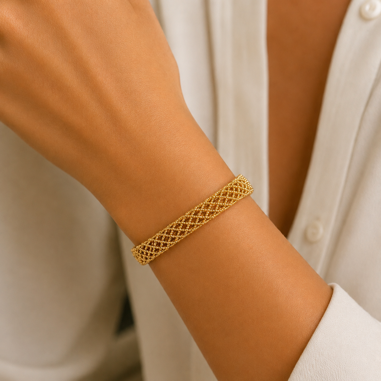 Aurora Mesh Open Cuff Bracelet
