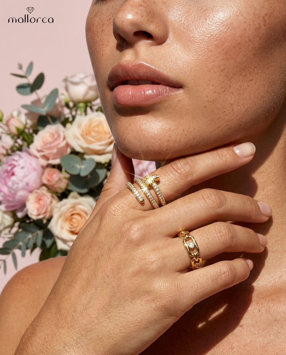 Crystal Link Chain Ring