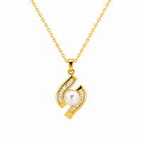Pearl & Pave Swirl Pendant Necklace