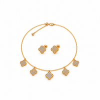 Celeste Crystal Clover Choker & Earrings Set