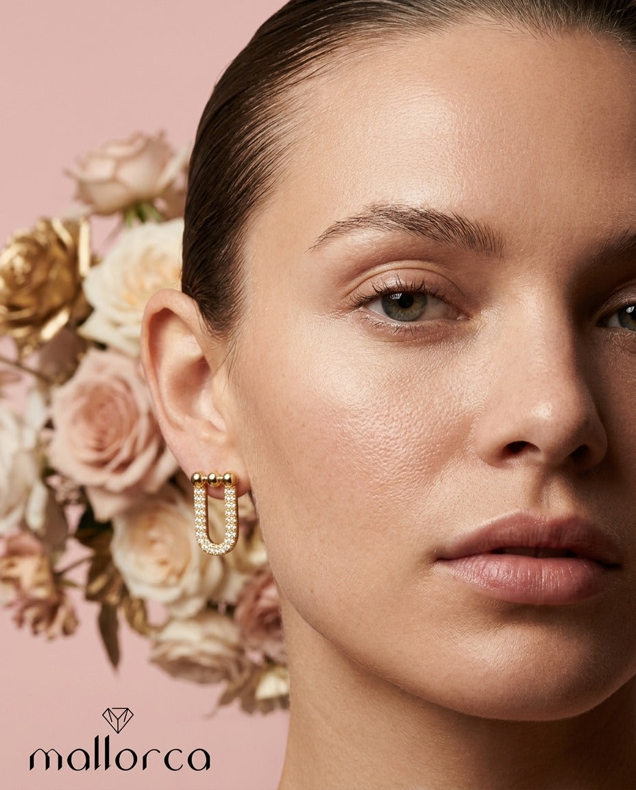 Crystal U-Link Stud Earrings