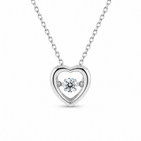 Floating Heart Crystal Necklace – 925 Sterling Silver