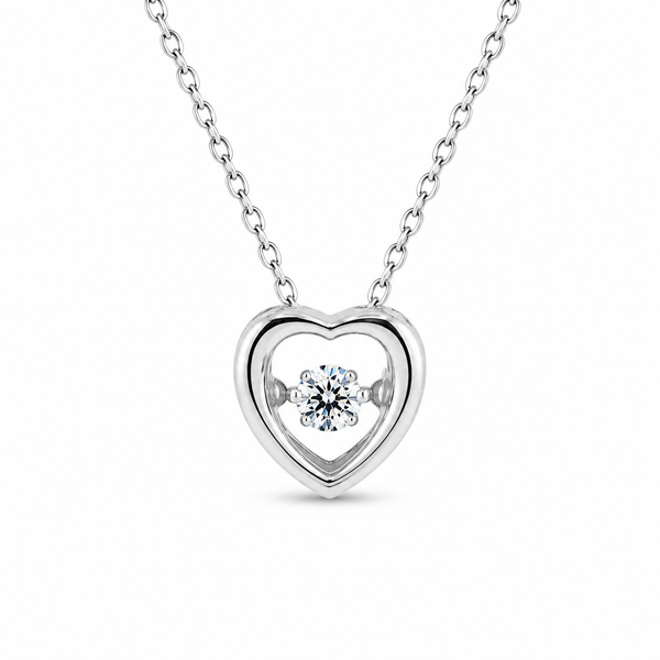 Floating Heart Crystal Necklace – 925 Sterling Silver