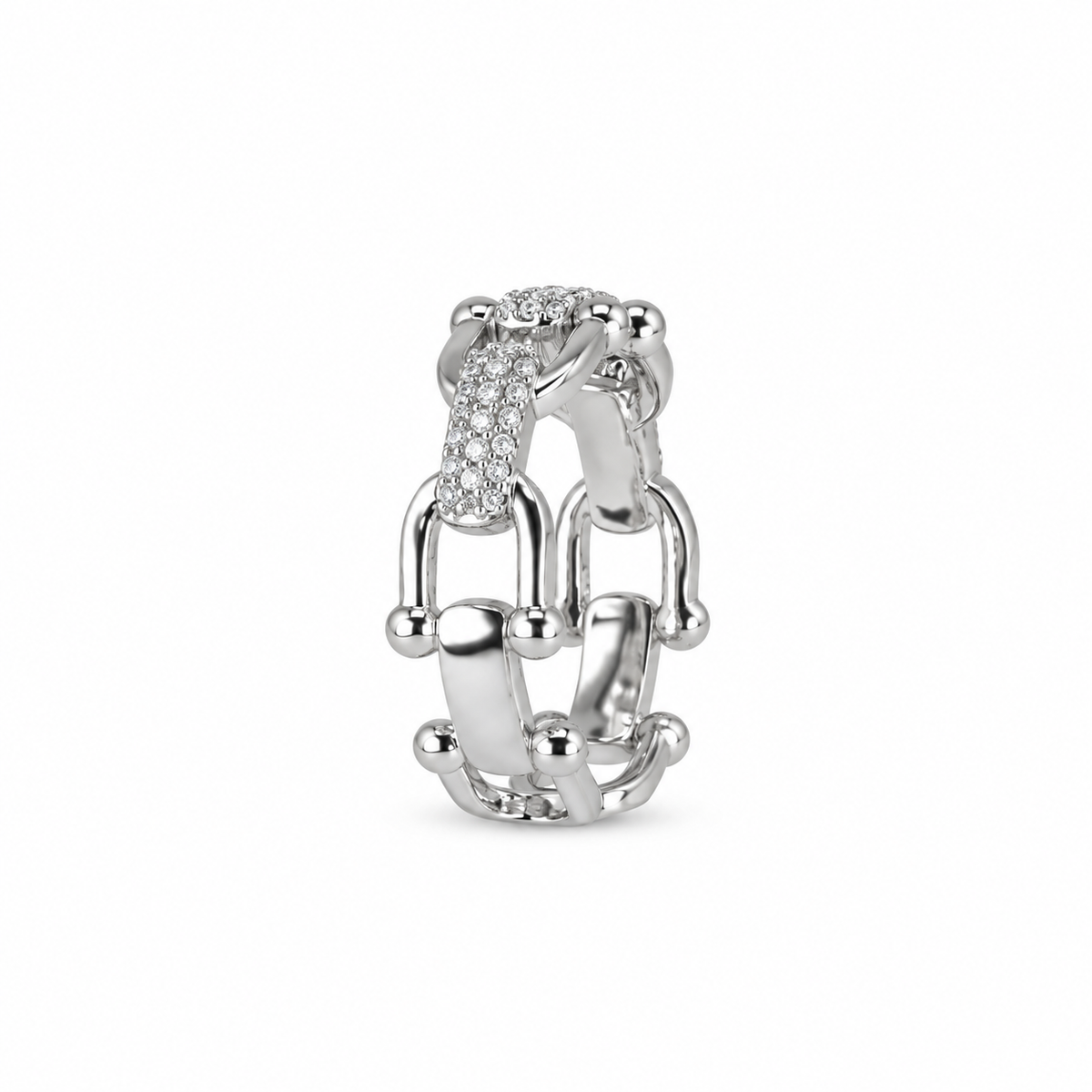 Crystal Link Silver Ring
