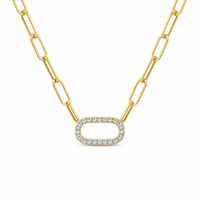 Pavé Link Necklace-14K Gold Plated 925 Sterling Silver