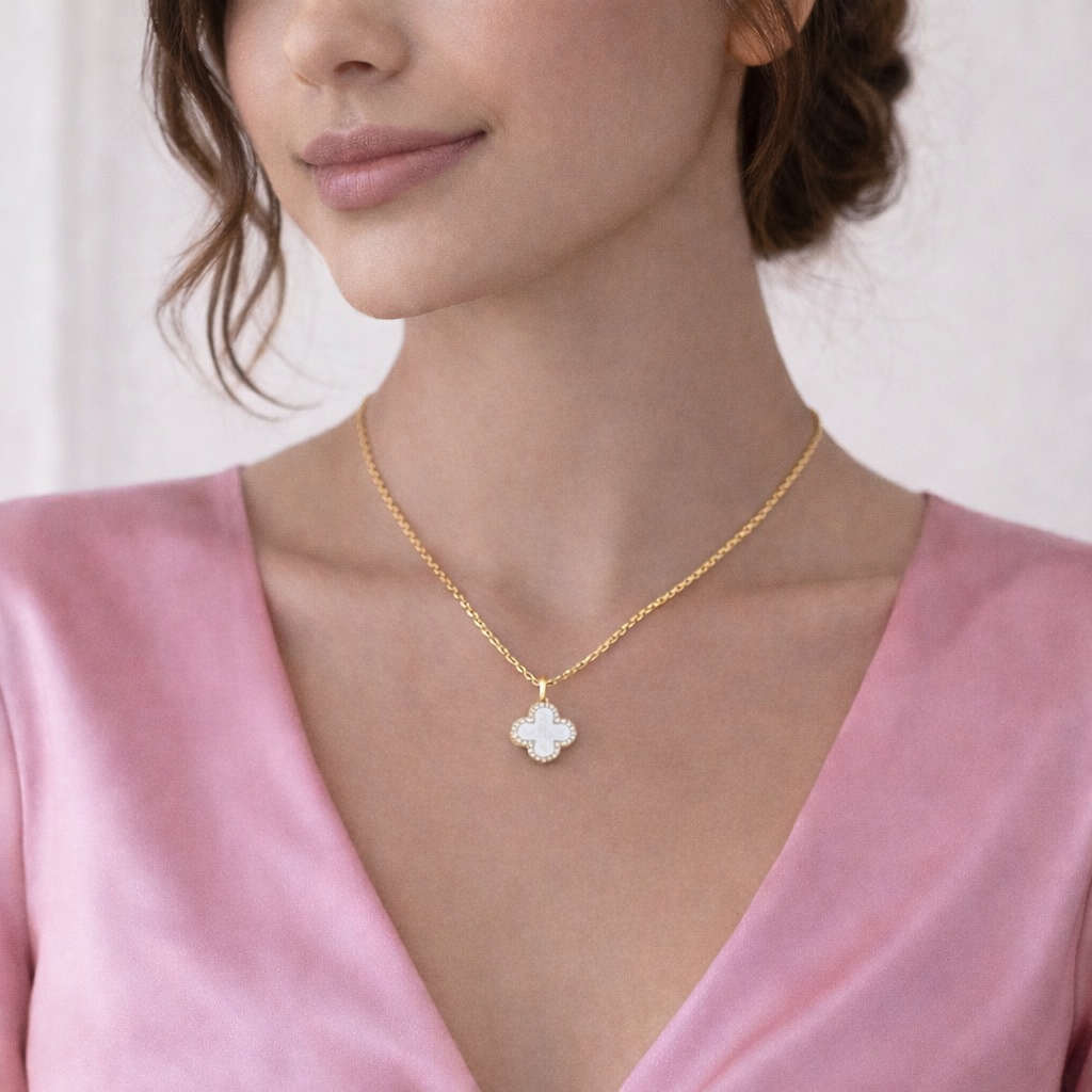 Mini Pearl Clover Necklace