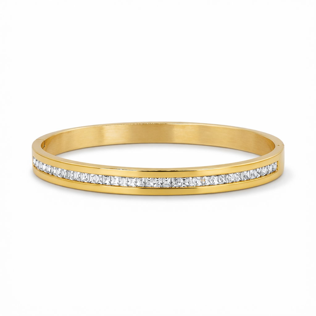 Elara Slim Pavé Gold Bangle