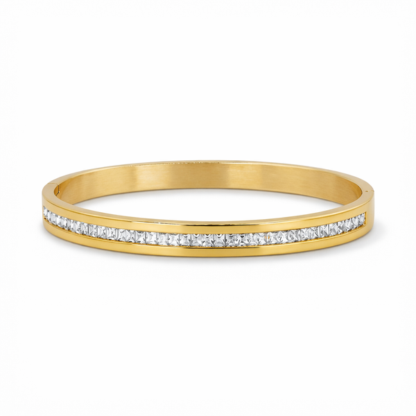 Elara Slim Pavé Gold Bangle