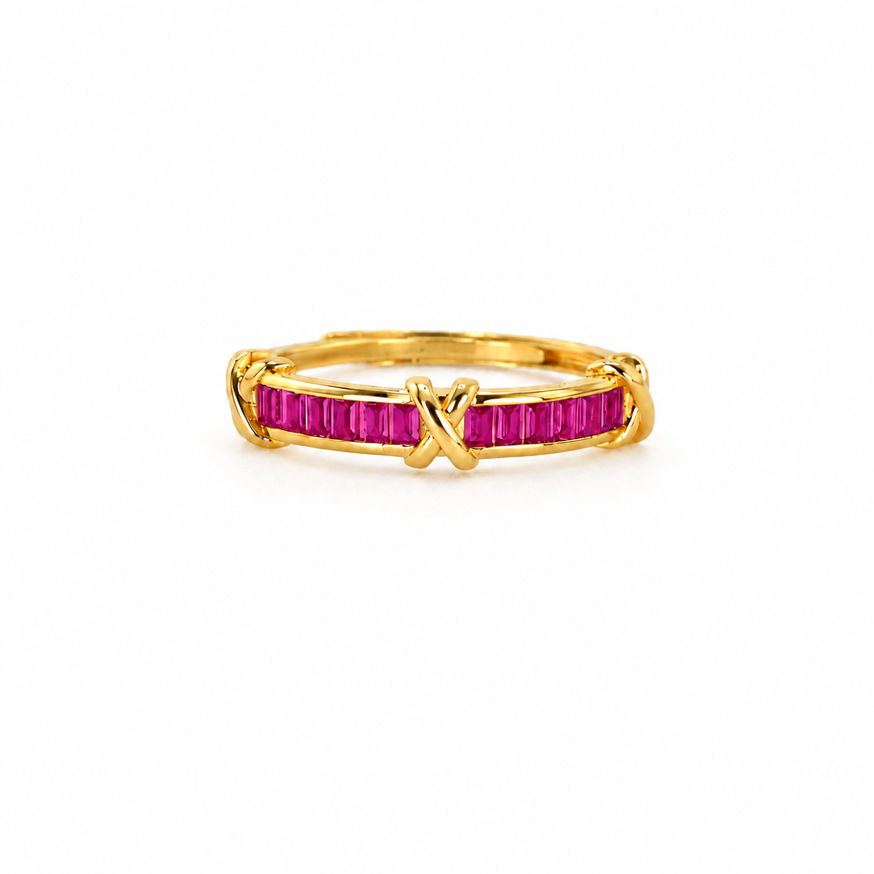 Adjustable Pink Baguette X Ring
