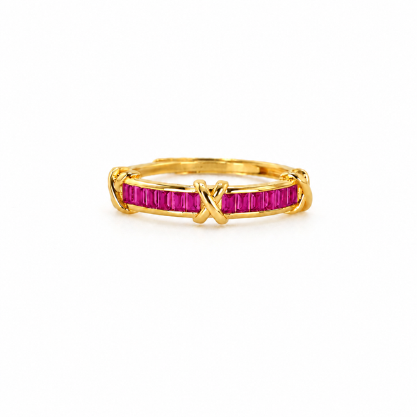 Adjustable Pink Baguette X Ring