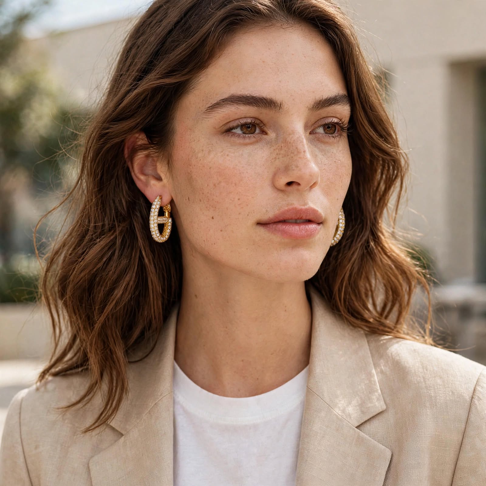 Elara Pavé Oval Hoop Earrings