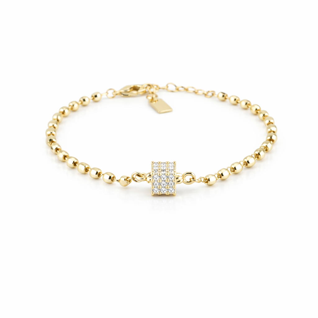 Golden Crystal Cube Bracelet