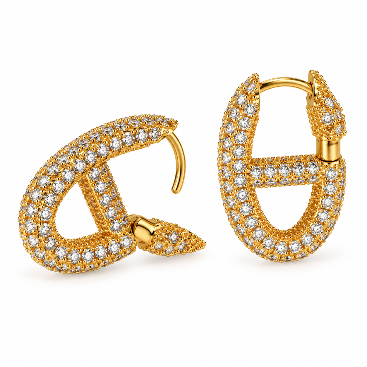 Elara Pavé Oval Hoop Earrings