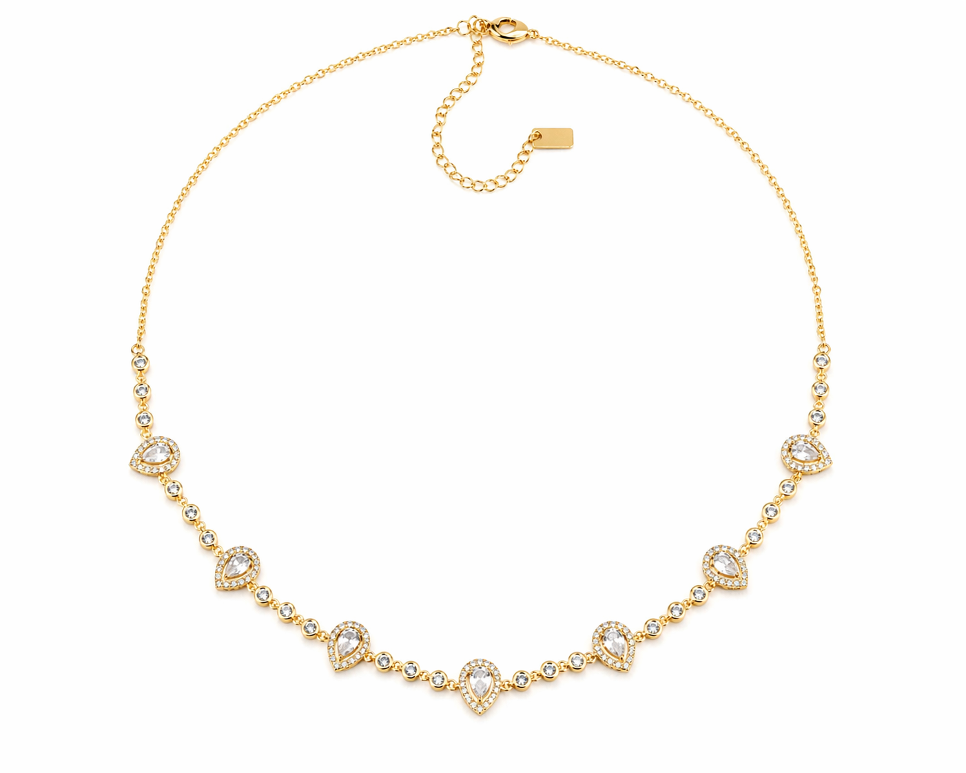 Crystal Drop Gold Choker Necklace