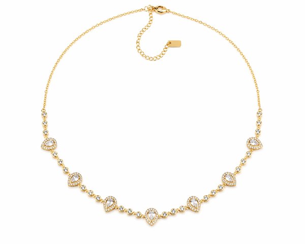 Crystal Drop Gold Choker Necklace
