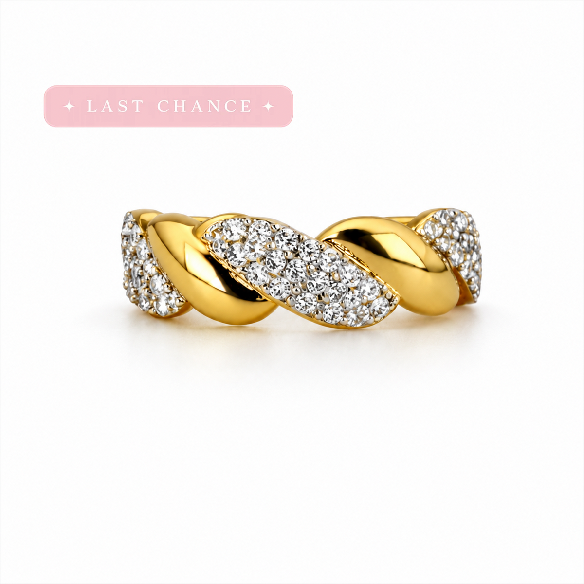 Twisted Pavé Adjustable Ring