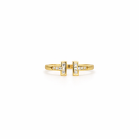 T-Bar Crystal Gold Ring
